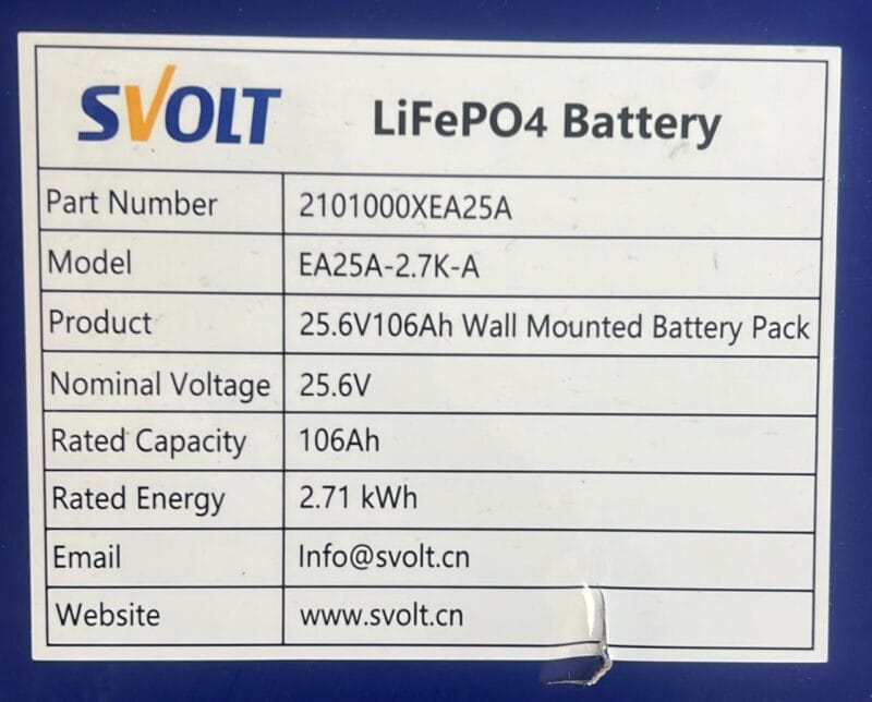 SVOLT 24V 106Ah 2.71kWh LiFePO4 Lithium Battery – No BMS Included - Image 2