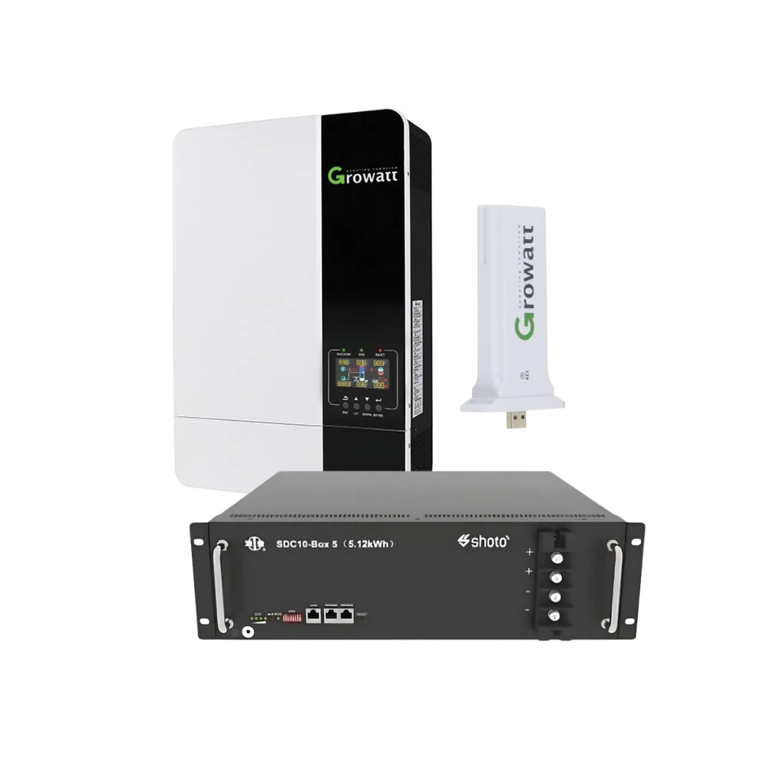 Growatt 5KVA / 5000W Hybrid Inverter + Shoto 5.12kWh Lithium Battery / MPPT 100A / WiFi + BMS Solar Kit
