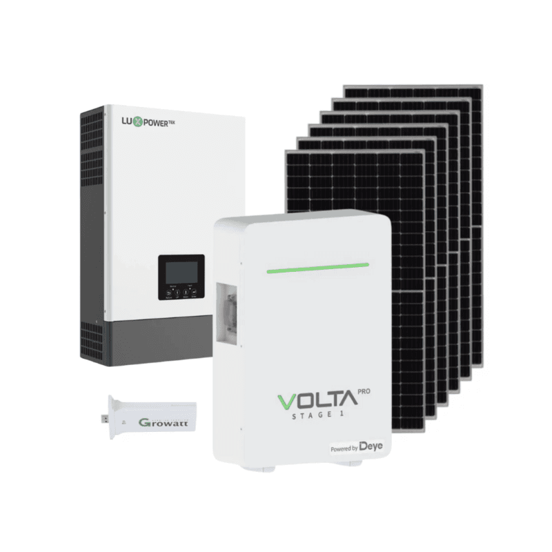 5KVA LuxPower Hybrid Inverter Load Shedding Combo + Volta PRO Lithium Battery Stage 1 (5.12kWh) + 6 x 560W Mono Crystal Solar Panels